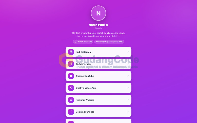 Aplikasi Linktree Mini - Aplikasi Linktree Mini — Tampilan Utama