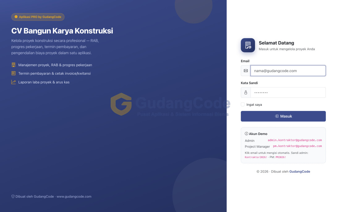 Aplikasi Manajemen Kontraktor & Konstruksi - Aplikasi Manajemen Kontraktor & Konstruksi — Screenshot 1