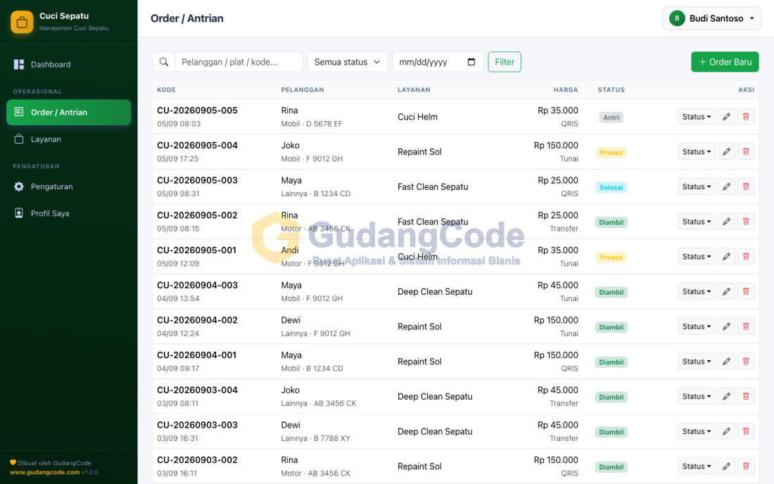 Aplikasi Manajemen Cuci Sepatu & Tas - Aplikasi Manajemen Cuci Sepatu & Tas — Screenshot 1