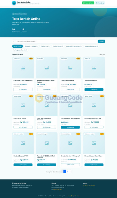 Aplikasi Toko Online + Checkout WhatsApp